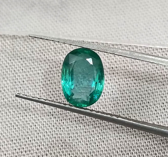 1.26ct Certified Natural Zambian Emerald Eye Clean Oval Cut Loose Gemstone
