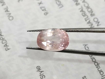 Padparadscha Sapphire 3.36ct IGI Certified Orangy Pink Oval Cut Loose Gemstone