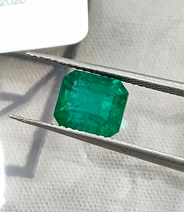 2.41ct Natural Emerald Vivid Green GSI Certified Octagon Cut Gemstone