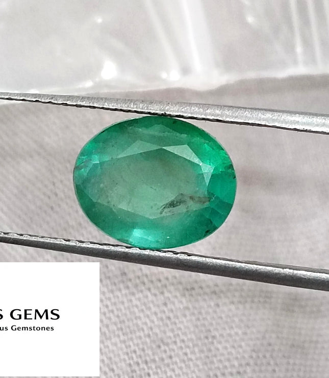 Certified 2.47ct Natural Zambian Emerald Medium Green Oval Cut Loose Gemstone
