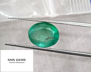 Certified 2.47ct Natural Zambian Emerald Medium Green Oval Cut Loose Gemstone