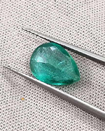 GSI Certified 1.65ct Medium Green Zambian Emerald Minor Oiled Loose Gemstone