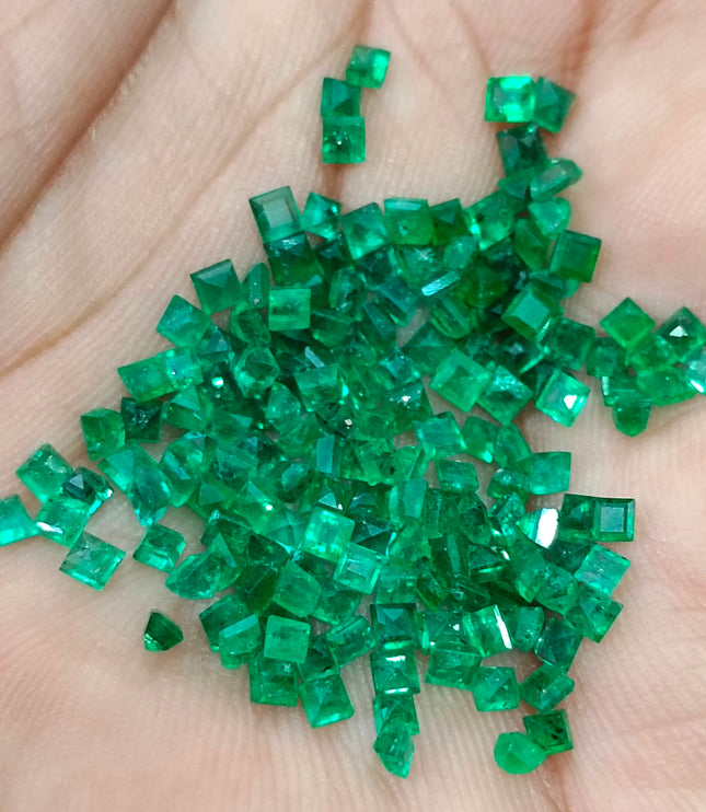 13.65ct Natural Panjshir Emerald Lot Calibrated Deep Vivid Green Princess Cut Gemstone