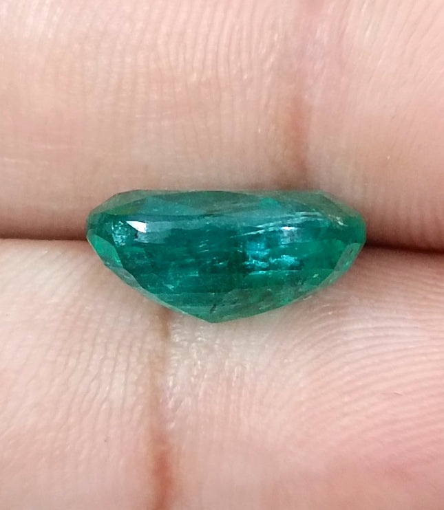 5.36ct Zambian Emerald, Natural Deep Pure Green Cushion Cut Stone