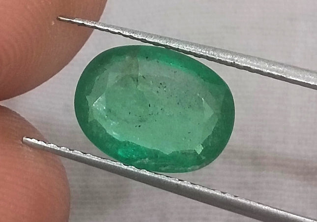 GSI USA Certified Medium Vivid Green Natural Zambian Emerald Minor Oiled Loose Gemstone