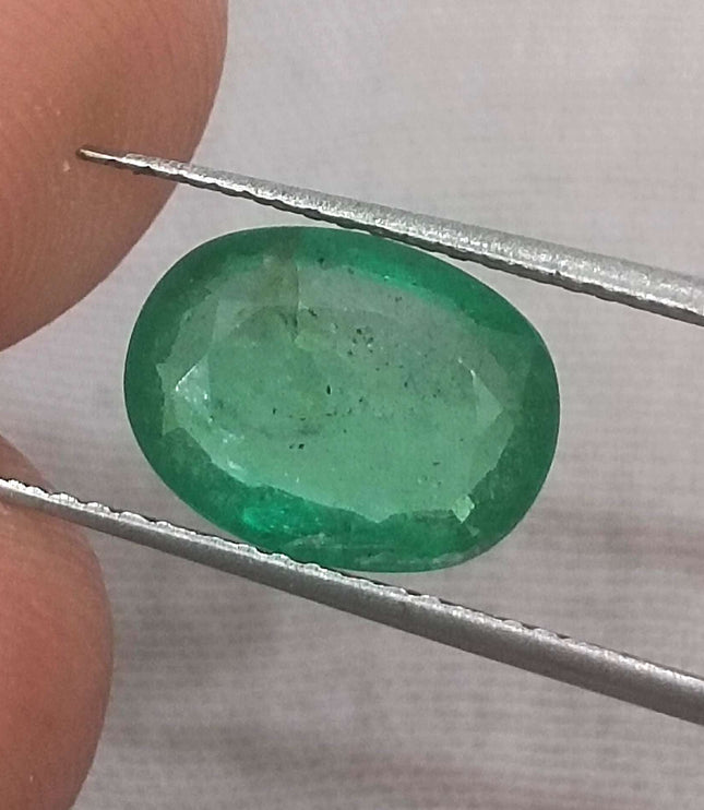 Zambian Emerald 2.34ct Certified Natural Vivid Green Oval Cut Loose Gemstone