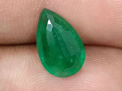Zambian Emerald 3.05ct Natural Certified Deep Velvet Green Pear Cut Gemstone
