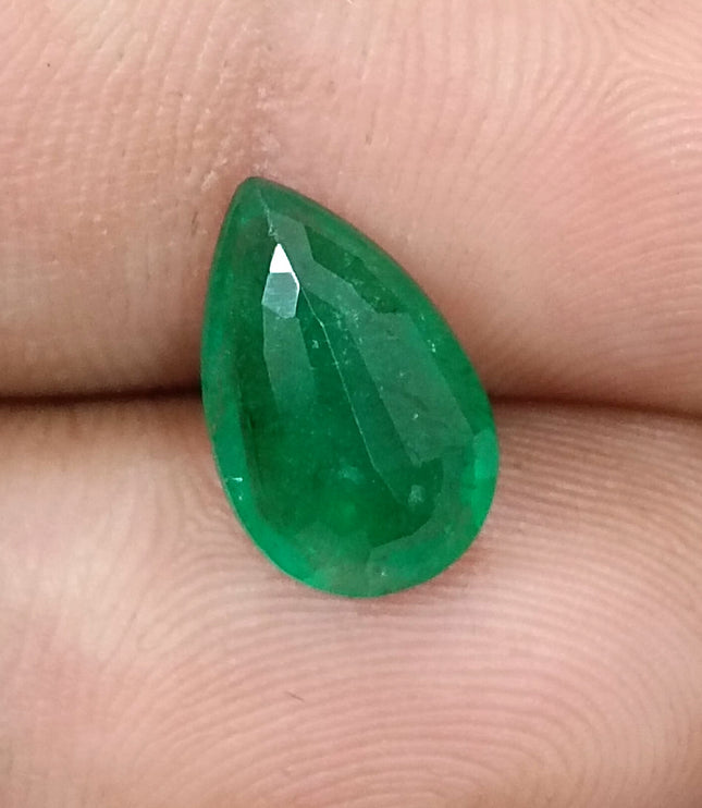 Zambian Emerald 3.05ct Natural Certified Deep Velvet Green Pear Cut Gemstone