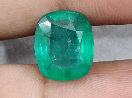 Natural Emerald 6.29ct Certified Cushion Cut Medium Deep Green Loose Gemstone