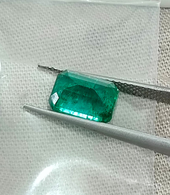 2.00ct Deep Green Zambian Emerald Certified Natural Octagon Cut Gemstone