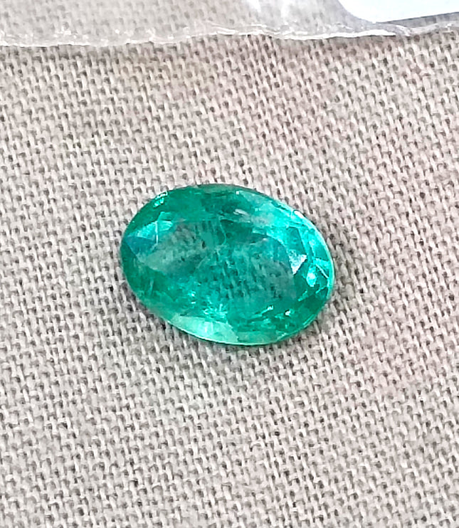 1.20ct Bright Medium Light Green Zambian Natural Emerald Oval Cut SGL Certified Gemstone