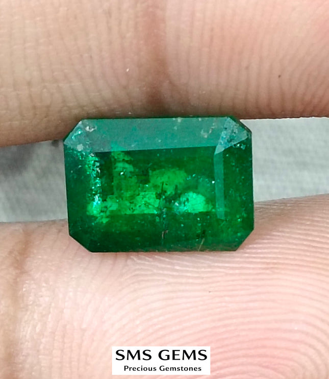 4.04ct Emerald Natural GSI Certified Pure Dark Green Octagon Cut Gemstone