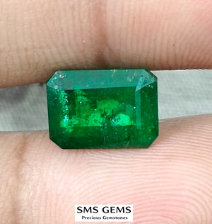 4.04ct Emerald Natural GSI Certified Pure Dark Green Octagon Cut Gemstone