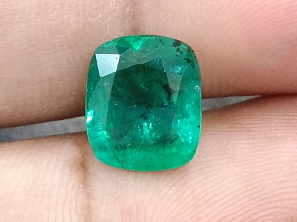 Zambian Emerald 4.25ct Natural Medium Deep Green Cushion Cut Stone