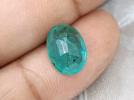 3.73ct  Emerald Natural Medium Bluish Green AGRL Certified Oval Cut Gemstone