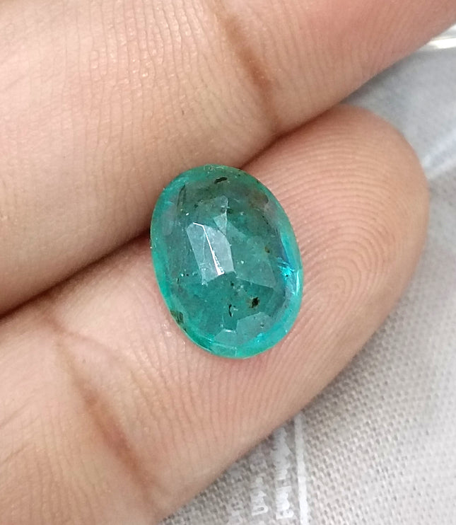 3.73ct  Emerald Natural Medium Bluish Green AGRL Certified Oval Cut Gemstone