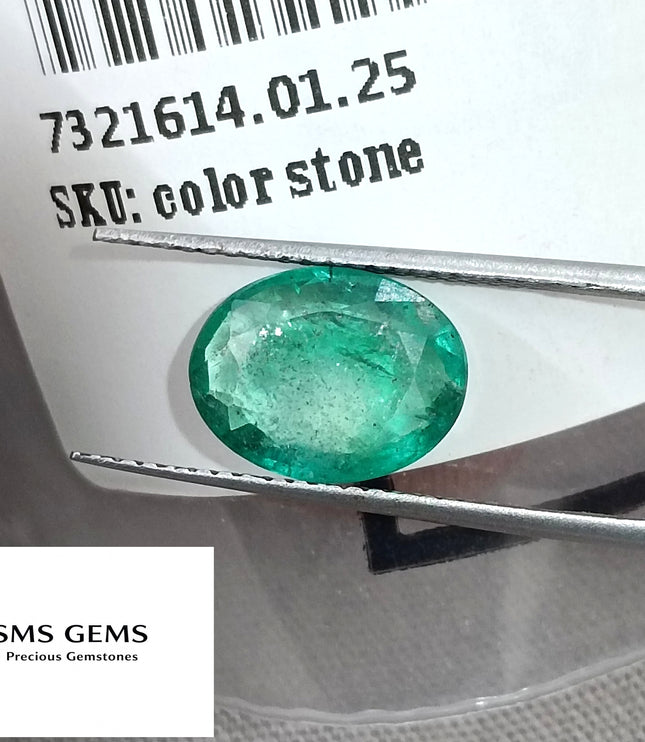 Zambian Emerald 2.55ct Certified Medium Light Green Oval Cut Gemstone