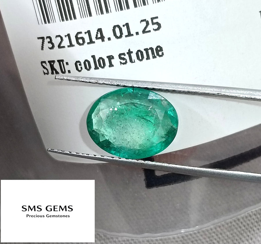 Zambian Emerald 2.55ct Certified Medium Light Green Oval Cut Gemstone