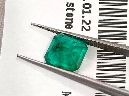 1.60ct Zambian Emerald, Natural Certified Medium Sea Green Octagon Cut Loose Gemstone