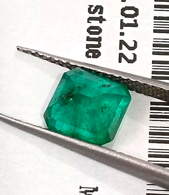 1.60ct Zambian Emerald, Natural Certified Medium Sea Green Octagon Cut Loose Gemstone