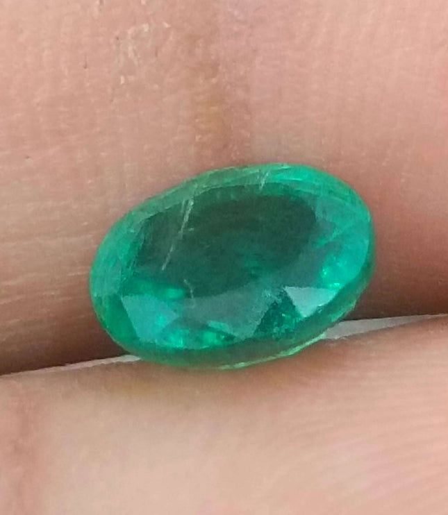 Certified 1.56ct Natural Zambian Emerald Deep Green Oval Cut Loose Gemstone