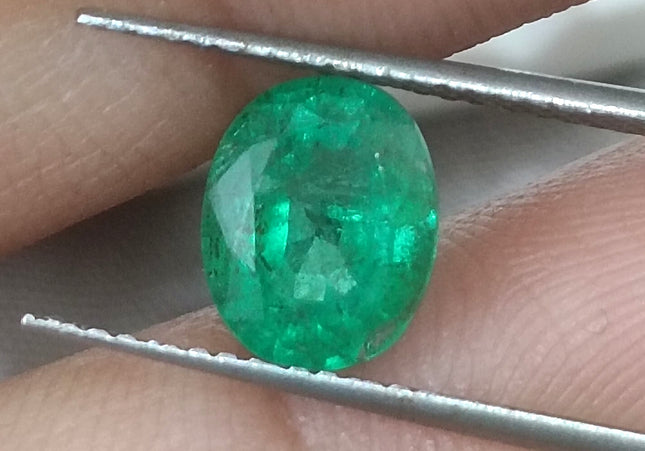 GSI Certified Vivid medium deep Green Swat Emerald Minor Oiled Loose Gemstone