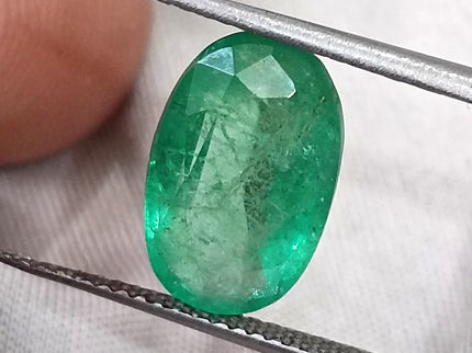 3.47ct Panjshir Emerald Natural GSI Certified Intense Green Oval Cut Loose Gemstone