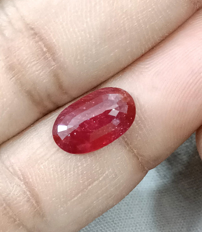 2.95ct Unheated Natural Mozambique Blood Red SGL Certified Ovsl Cut Gemstone