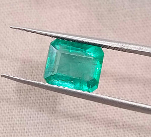 2.17ct Natural Emerald Medium Light Green Zambian Octagon Cut Stone