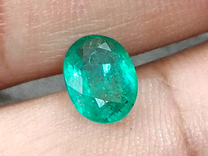 1.62ct Zambian Emerald, Certified Medium Green Natural Oval Cut Loose Gemstones