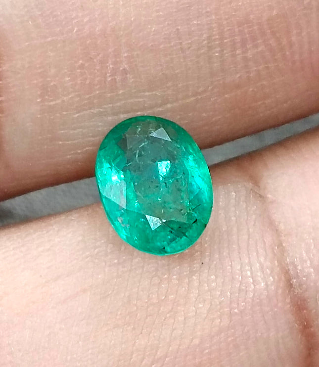 1.62ct Zambian Emerald, Certified Medium Green Natural Oval Cut Loose Gemstones