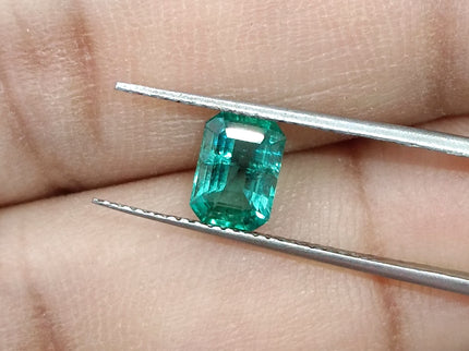 0.96ct Emerald Natural Zambia SGL Certified Medium Deep Green Octagon Cut Loose Gemstone