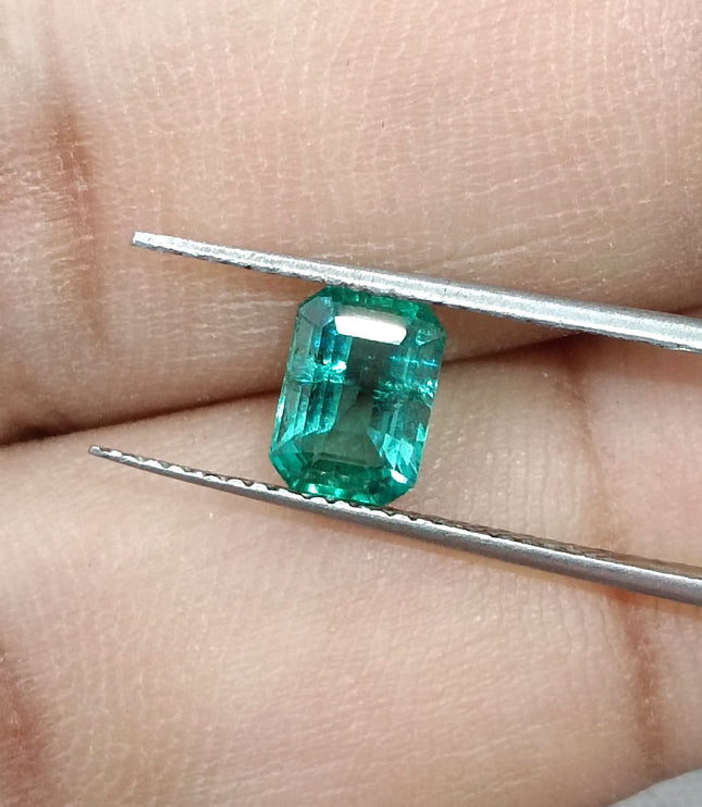 0.96ct Emerald Natural Zambia SGL Certified Medium Deep Green Octagon Cut Loose Gemstone