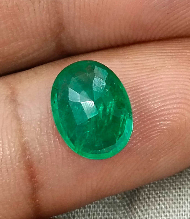 Zambian Emerald 2.40ct Neon Green Natural Certified Oval Cut Loose Gemstone