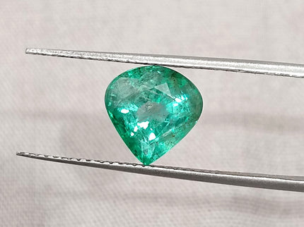 2.44ct Natural Emerald SGL Certified Pear Cut Sparkling Medium Deep Green Gemstone