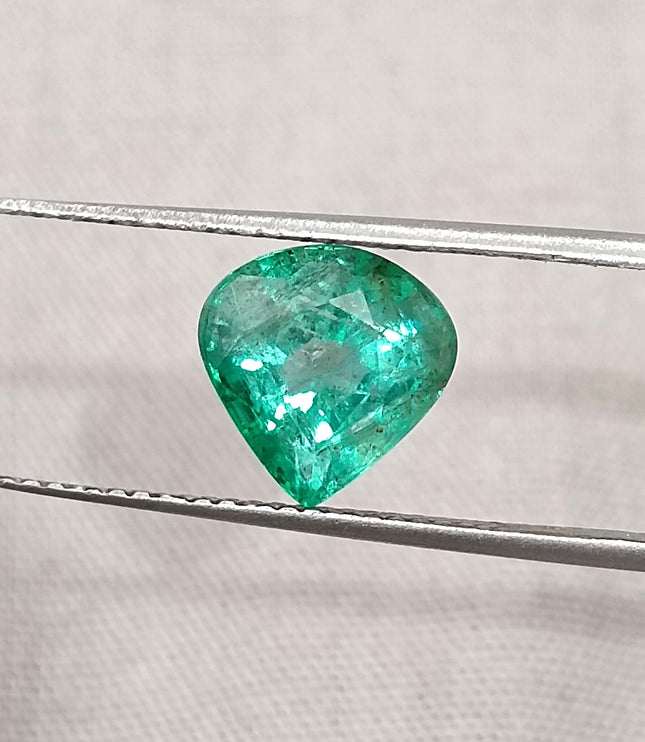 2.44ct Natural Emerald SGL Certified Pear Cut Sparkling Medium Deep Green Gemstone