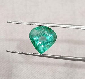 2.44ct Natural Emerald SGL Certified Pear Cut Sparkling Medium Deep Green Gemstone