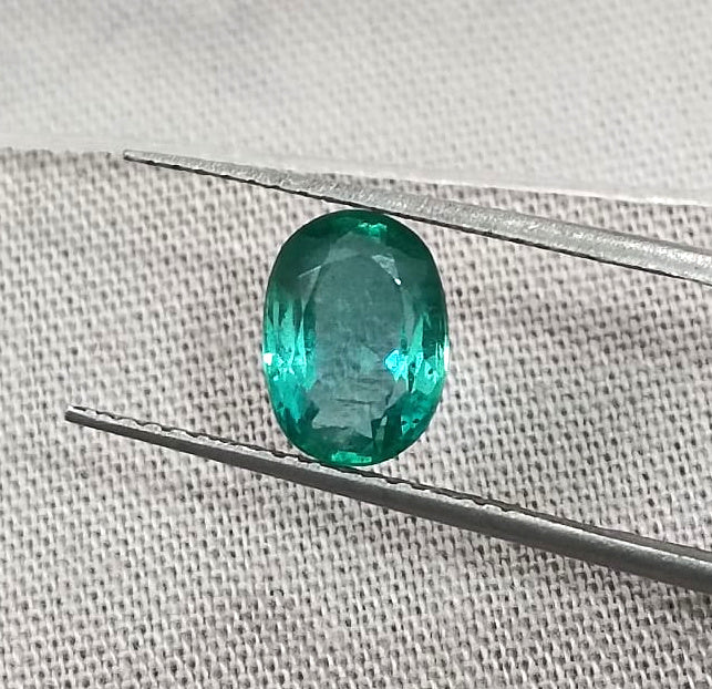 1.26ct Certified Natural Zambian Emerald Eye Clean Oval Cut Loose Gemstone