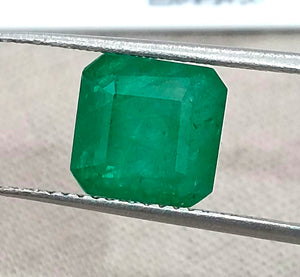 2.72ct Zambian Natural Emerald Deep Green GSI Certified Octagon Cut Loose Stone