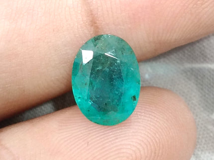 3.73ct  Emerald Natural Medium Bluish Green AGRL Certified Oval Cut Gemstone