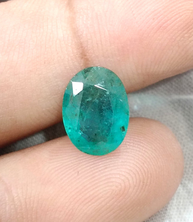 3.73ct  Emerald Natural Medium Bluish Green AGRL Certified Oval Cut Gemstone