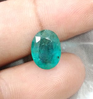 3.73ct  Emerald Natural Medium Bluish Green AGRL Certified Oval Cut Gemstone