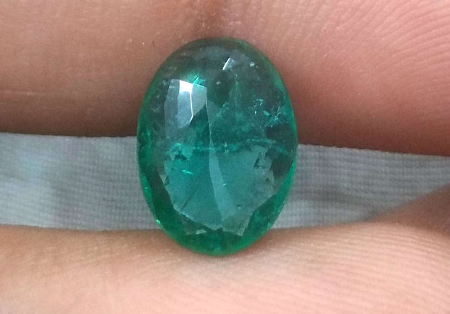 2.41ct GSI Certified Deep Green Zambian Emerald Minor Oiled Loose Gemstone