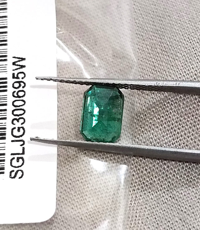 Natural Emerald 1.04ct SGL Certified Zambian Deep Green Minor Oiled Octagon Cut Loose Gemstone