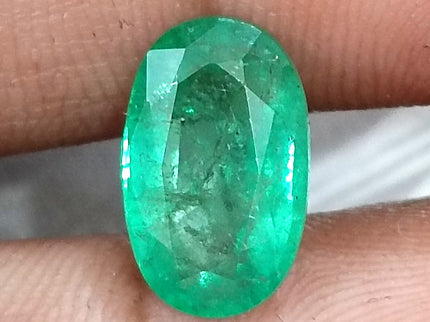 3.47ct Panjshir Emerald Natural GSI Certified Intense Green Oval Cut Loose Gemstone