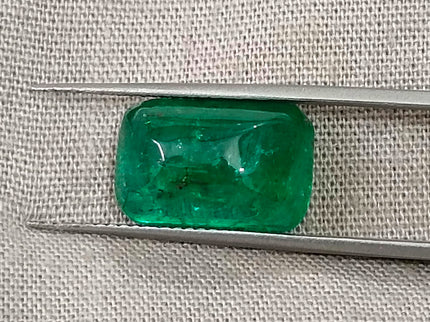 Zambian Emerald 5.88ct Certified Natural Sugarloaf Cut Vivid Green Gemstone