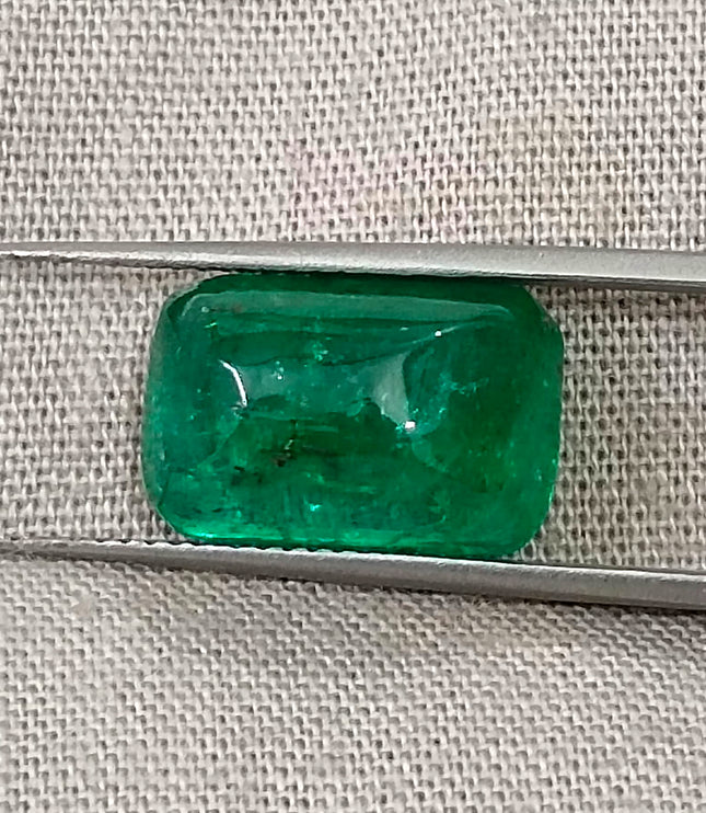 Zambian Emerald 5.88ct Certified Natural Sugarloaf Cut Vivid Green Gemstone