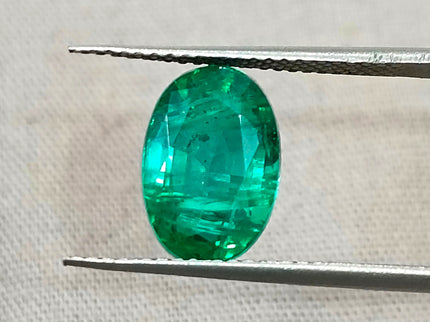 3.02ct Zambian Emerald, Certified Natural Deep Vivid Green Oval Cut Loose Gemstone