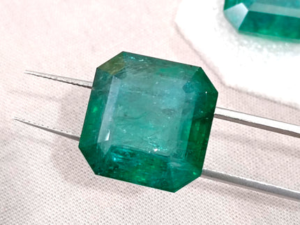 Matched Natural Emerald Pair 47.96ct Zambia Rare Octagon Cut loose Gemstone