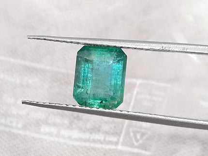 1.57ct Natural Emerald Medium Deep Green Zambian Octagon Cut Gemstone